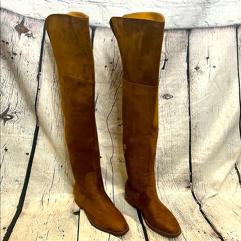 J. Crew Troy Brown Faux Suede Brown Over-the-Knee Boots Size 7.5